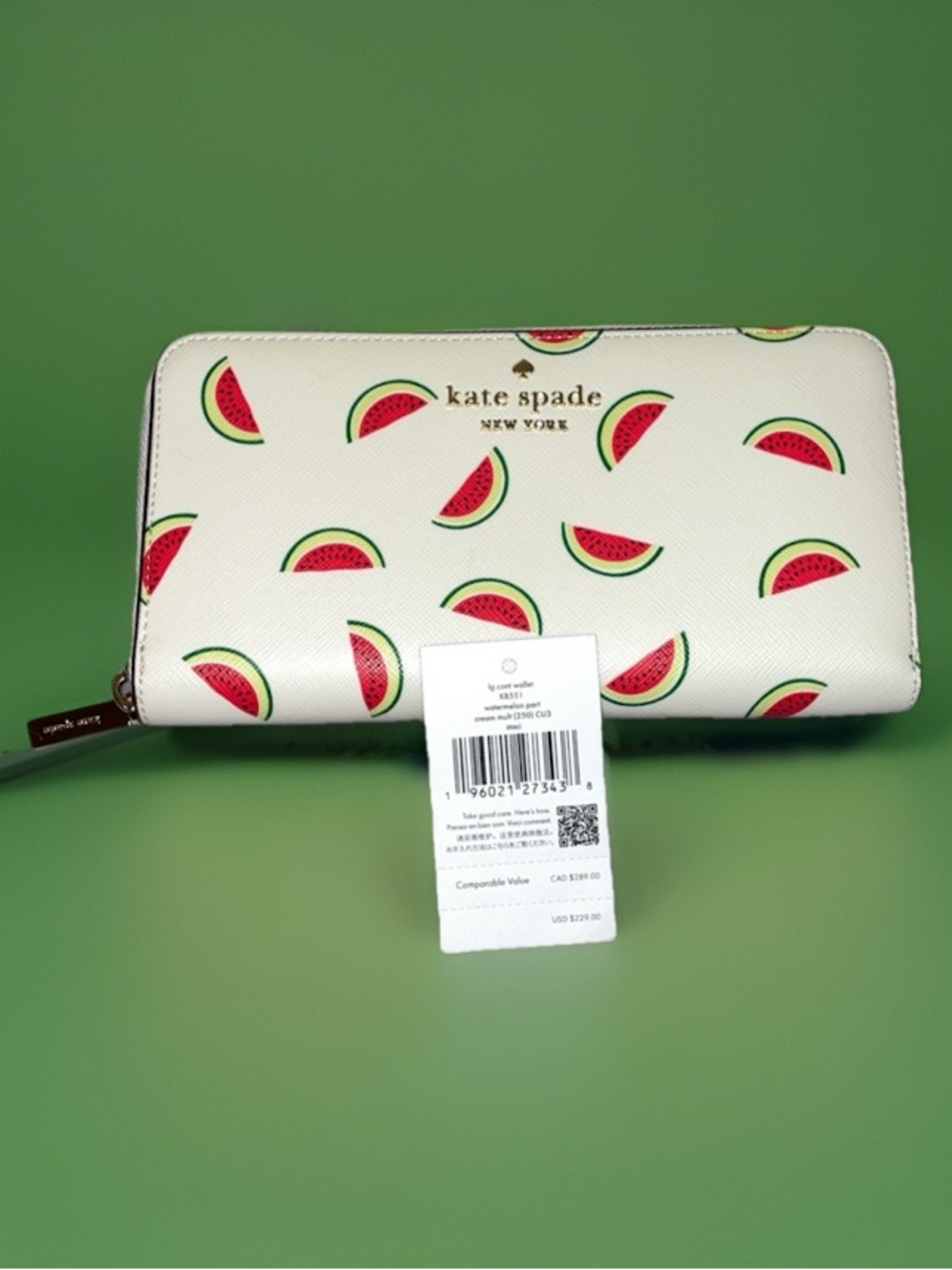 Kate Spade Staci Watermelon Party Large Continental Saffiano Wallet, Like New